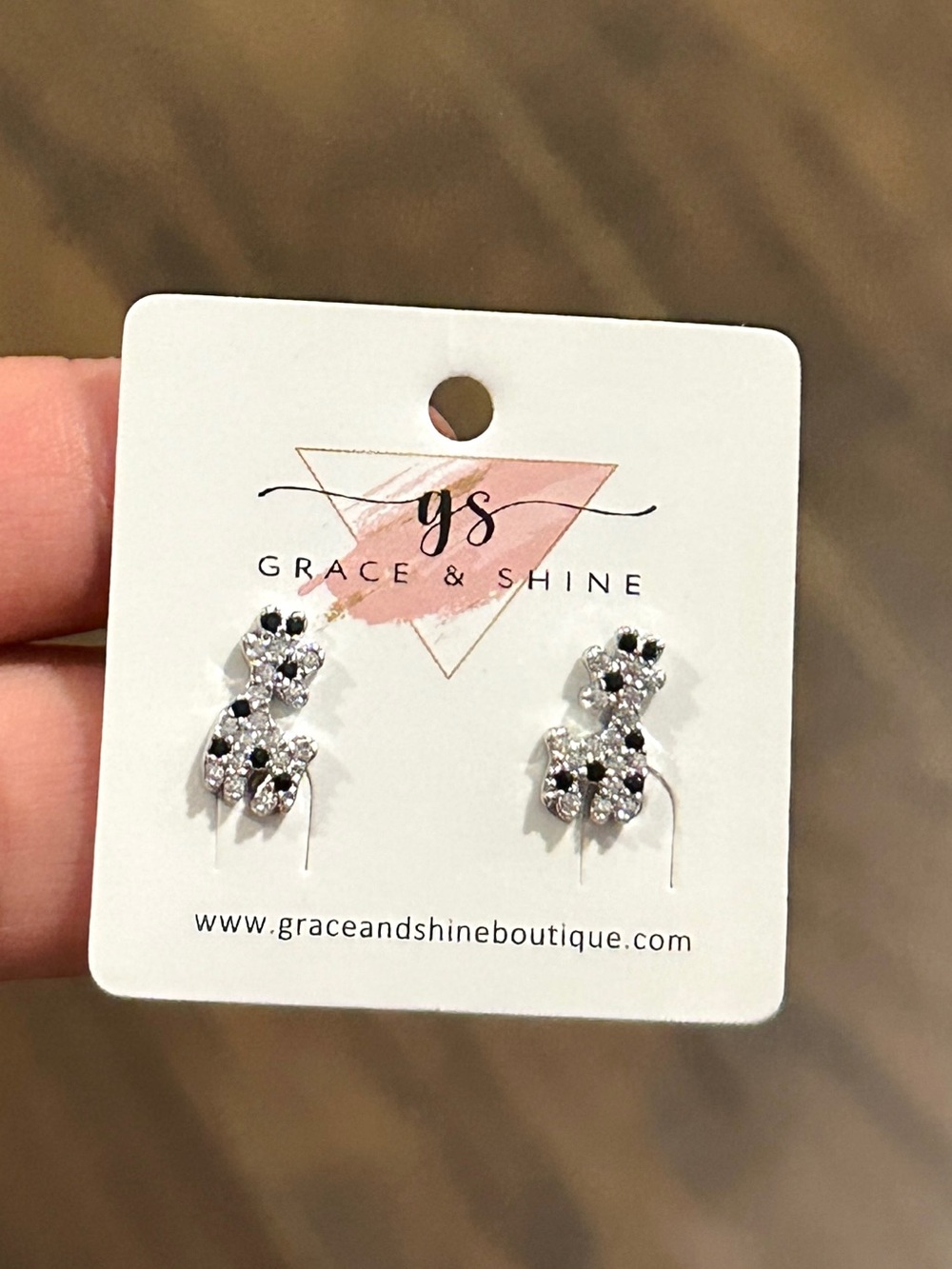 Grace & Shine Pave Giraffes Stud Earrings - Silver with Black Accents